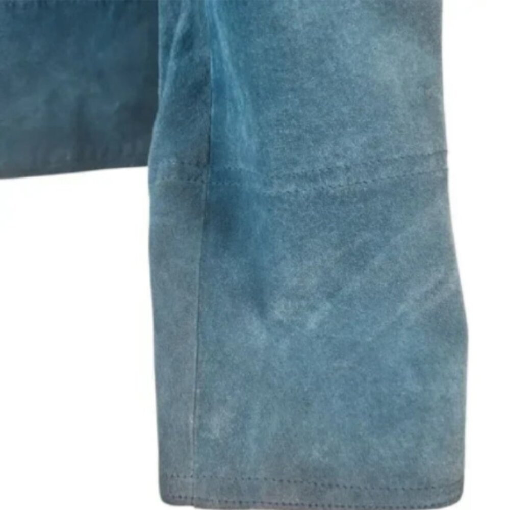Valerie Stevens Medium Teal Blue Suede Leather Short Jacket Lined Snap Close - Picture 12 of 16